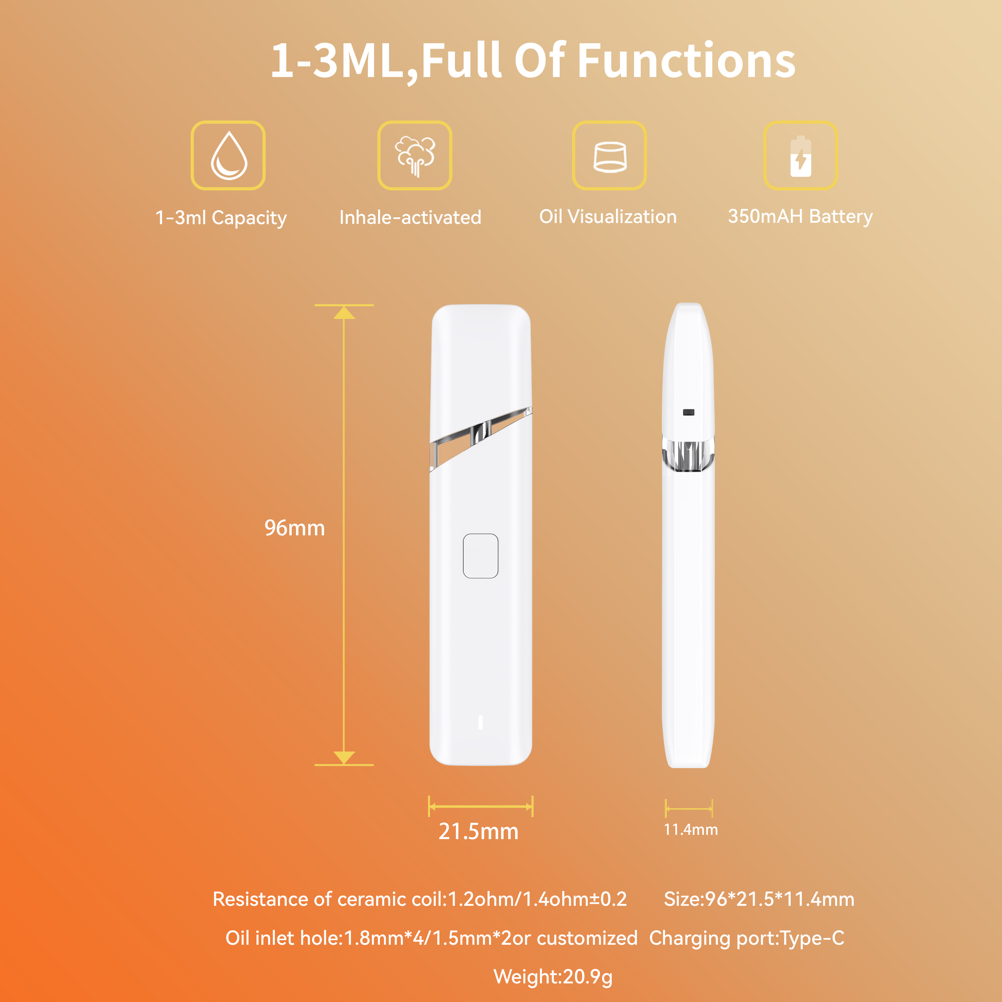 CD38 full ceramic cbd vape cart